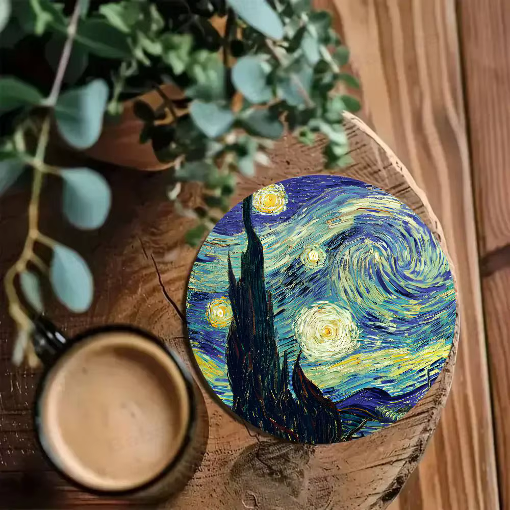 Sous-verres ronds en peinture à l'huile de Van Gogh