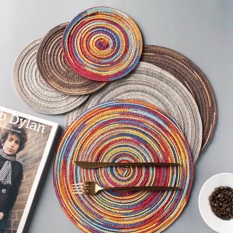 Napperon de Table Rond en Vinyle Tissé Individuel