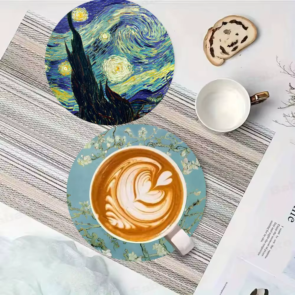Sous-verres ronds en peinture à l'huile de Van Gogh
