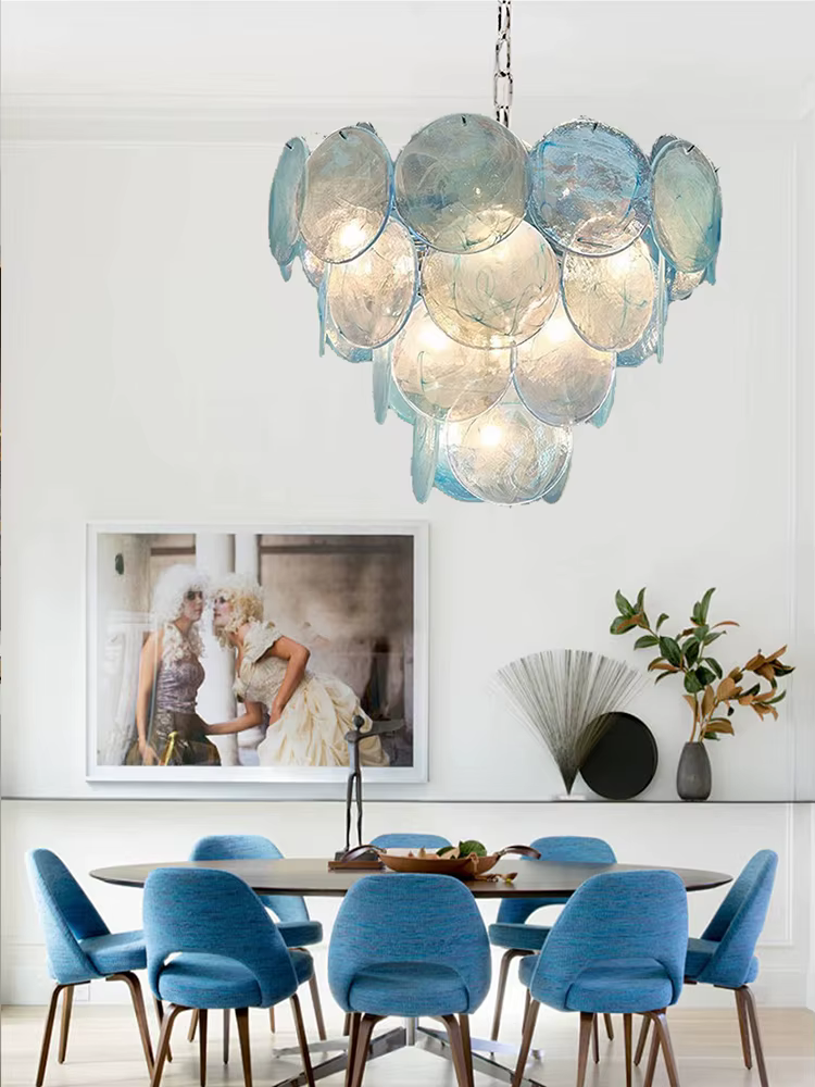 Cercle bleu lustres en verre Art Vintage américain classique salon Design idée maison déco Restaurant lampes suspendues Lustre