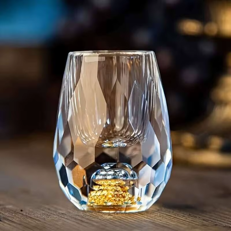 Verre à Shot de montagne doré en cristal luxueux