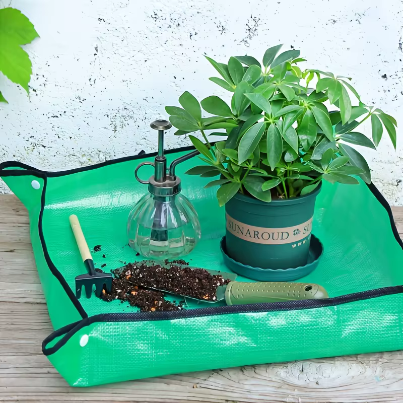 Tapis de jardinage vert pour plantes succulentes et autres plantes - Idéal pour le rempotage, le mélange de terre et l'entretien des plantes sur balcon.