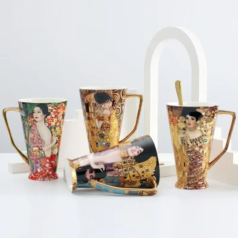 Tasse à café en porcelaine gustav klimt