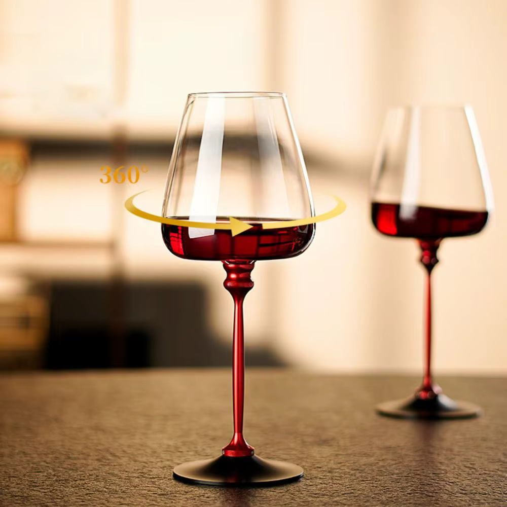 Verres à vin en verre rotatif transparent avancé