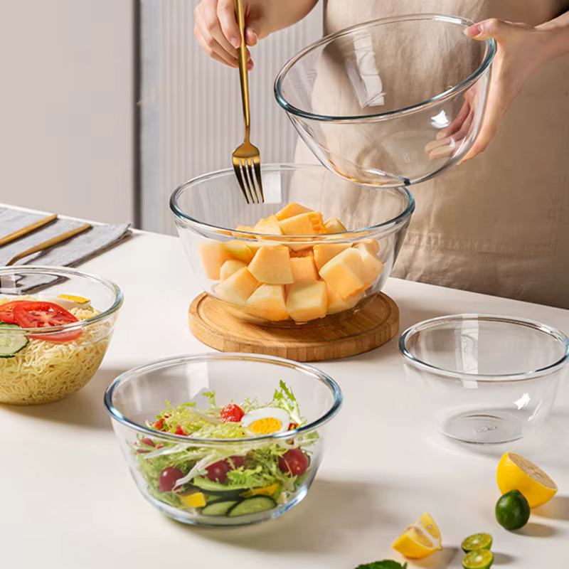 Bol à salade en verre transparent résistant à la chaleur