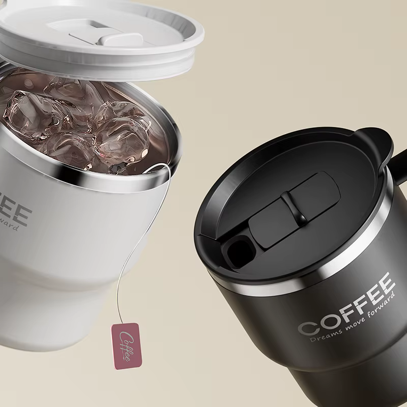 WORTHBUY 304 tasse à café isolée à Double paroi en acier inoxydable avec poignée Portable étudiants