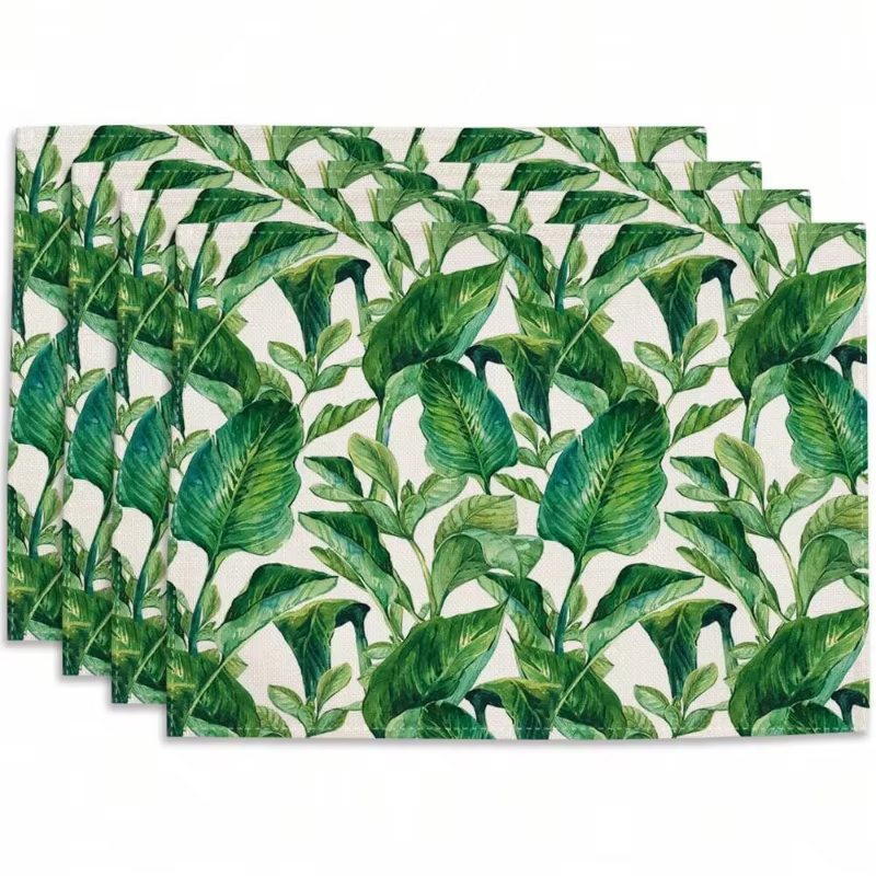 Sets de Table Imprimés de Feuilles Vertes Tropicales