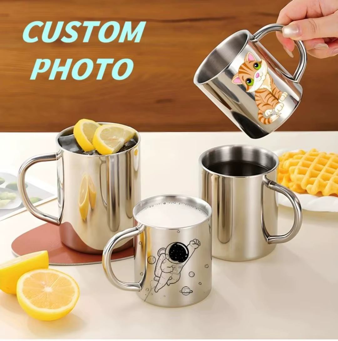 Tasse en acier inoxydable avec PHOTO personnalisée