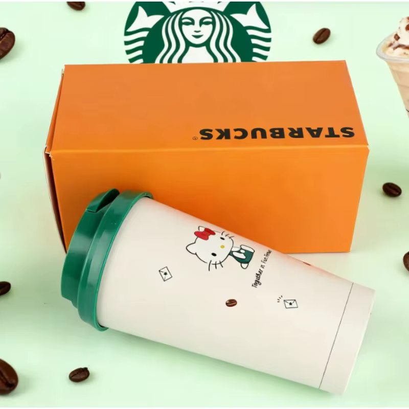 Nouvelle tasse Starbucks Hello Kitty en acier inoxydable de 473 ml avec paille