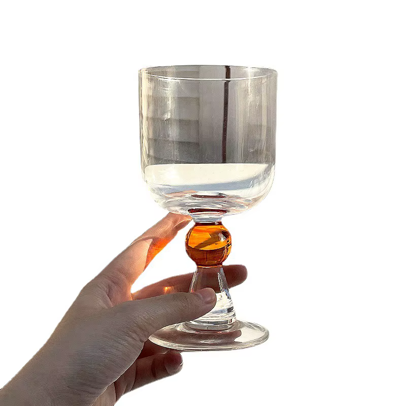 Gobelet à Boules Verres à Tige Vintage, Ambre Clair, Noir, Vert, Style Ins, Vin Rouge, Rotterdam, Vin Mousseux, 1 Pièce, 300ml
