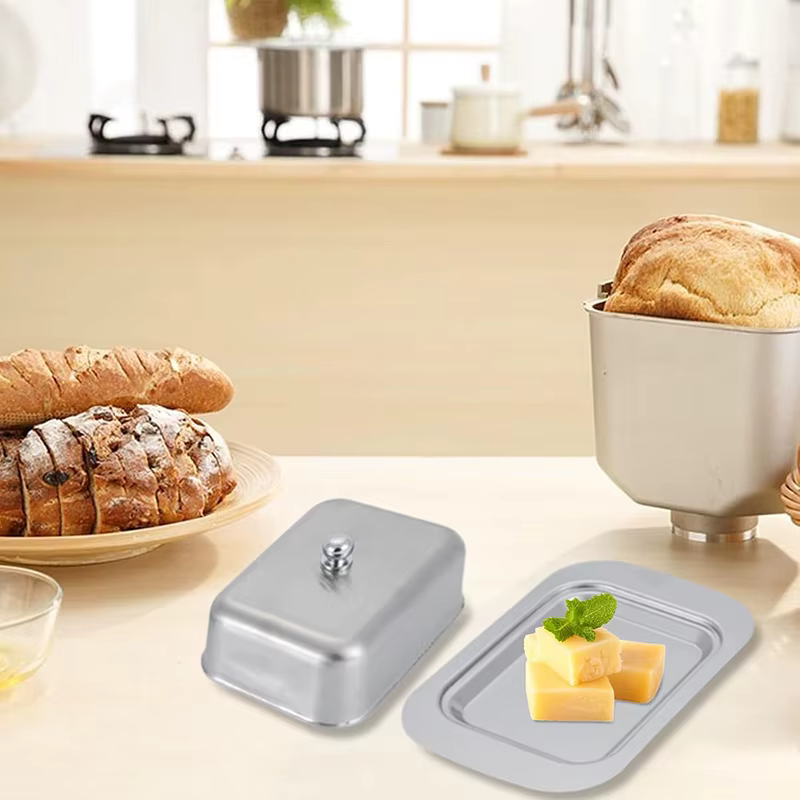 Plat à beurre en acier inoxydable avec couvercle, boîte de rangement pour beurre et fromage, plat à fromage, assiette à beurre avec couvercle, porte-beurre, vaisselle de cuisine