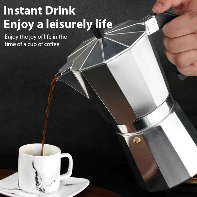 Bouilloire à café en aluminium Latte percolateur maison italienne octogonale Moka cafetière bureau voyage Camping en plein air expresso théière
