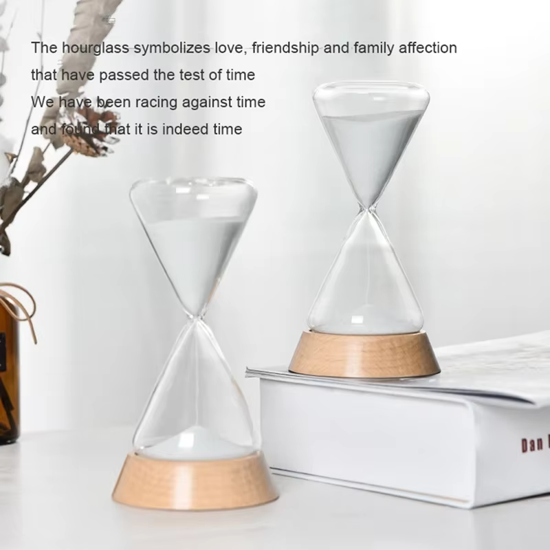 Nouveau sablier de temps de gouttelette de verre nordique avec Base en bois décoration de la maison artisanat cadeau