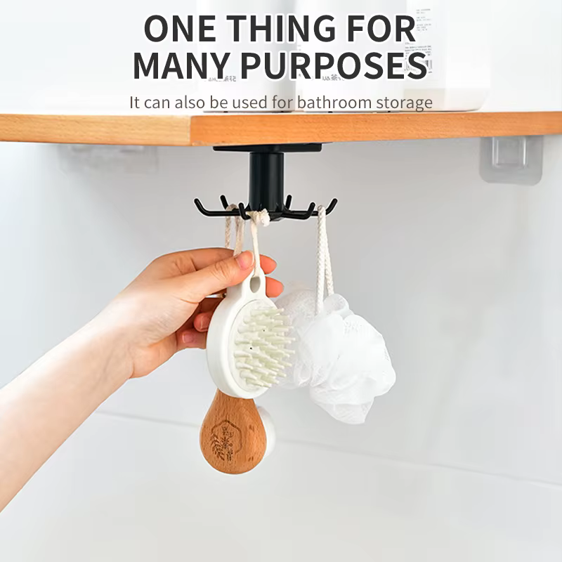 Crochets de cuisine Rotation Rack De Stockage Sans Poinçonnage Mural Ustensiles