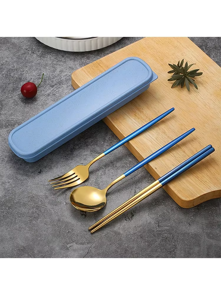 Ensemble de couverts portables en acier inoxydable avec boîte de rangement