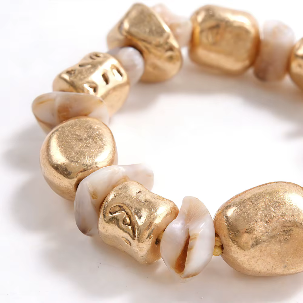 Ensemble de 3 Bracelets Empilables Dorés Iridescent – Bijoux Bohèmes de Luxe pour un Brunch, une Rendez-vous Galant ou un Complément d'Tenue Élégante