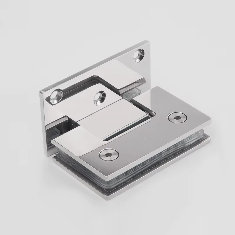 Clip de fixation pour porte de douche en verre, acier inoxydable 304, fixation murale, charnière de porte chromée (ouverture à 90 degrés)
