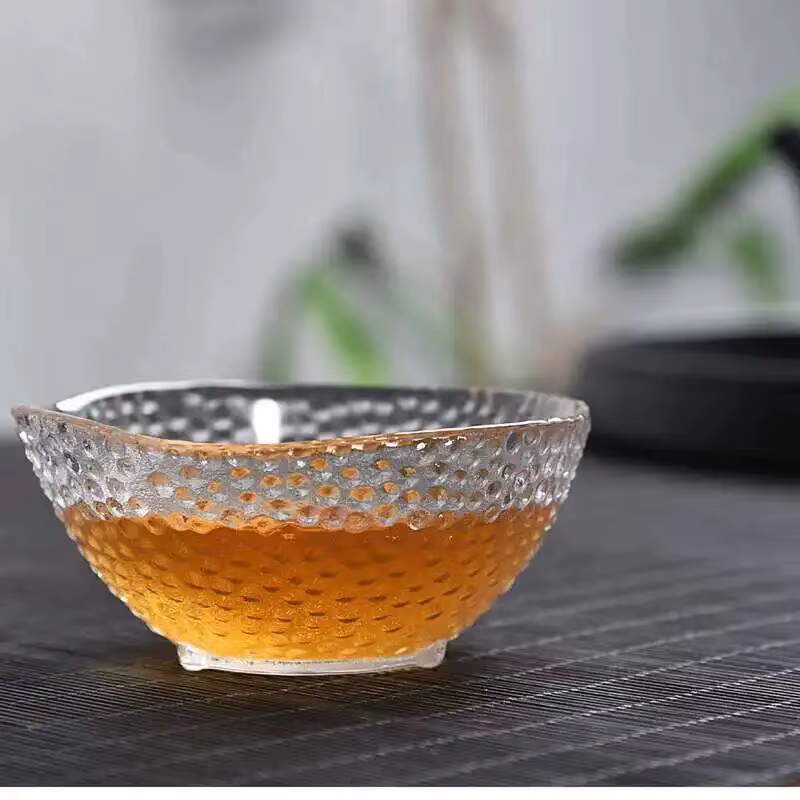 Tasse à thé en verre à grain de marteau japonais, tasse transparente en cristal, service à thé Kung Fu, petite tasse à thé pour propriétaire de la maison, bol à thé G