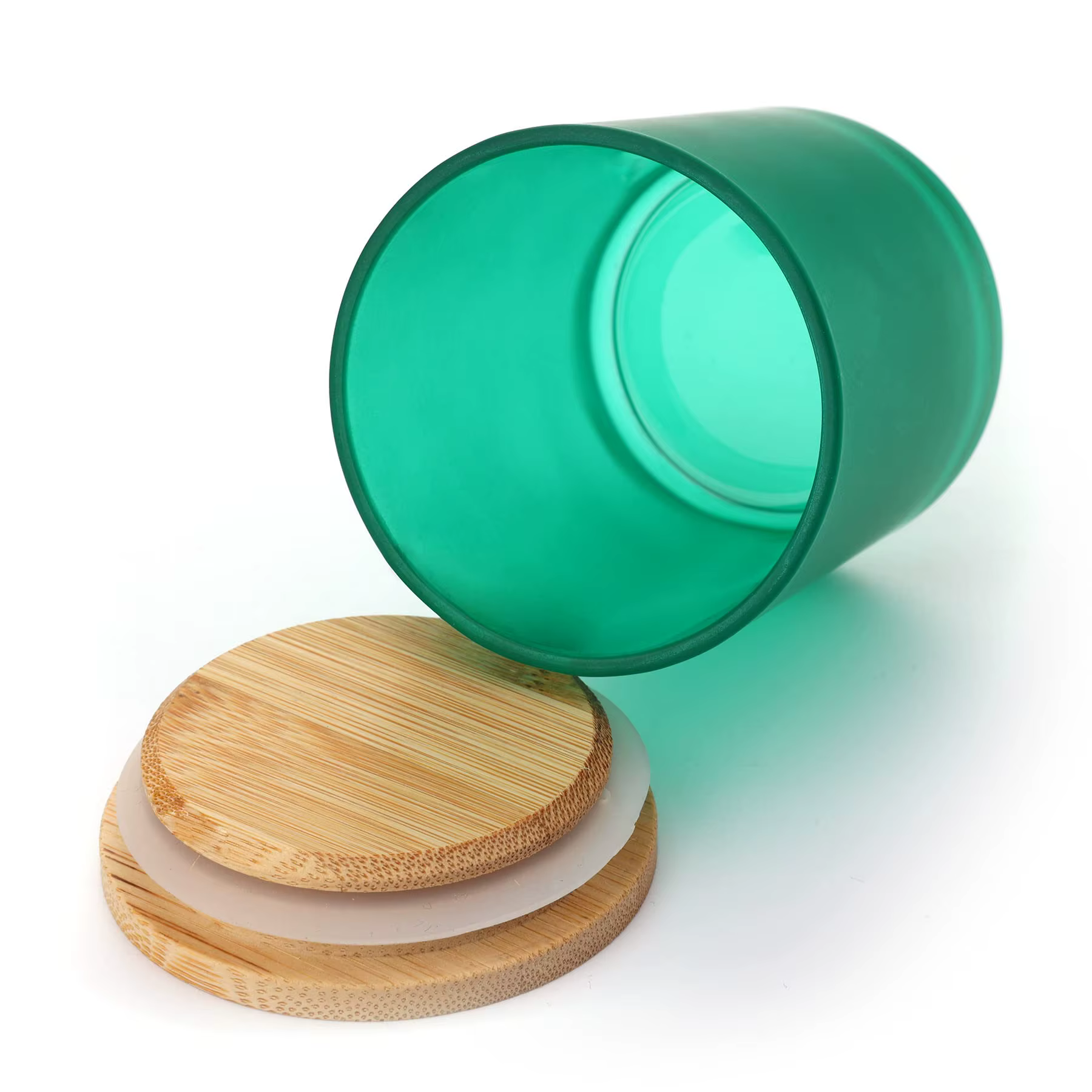 Bocaux à bougies en verre ambré conviviale ré avec couvercle en bambou