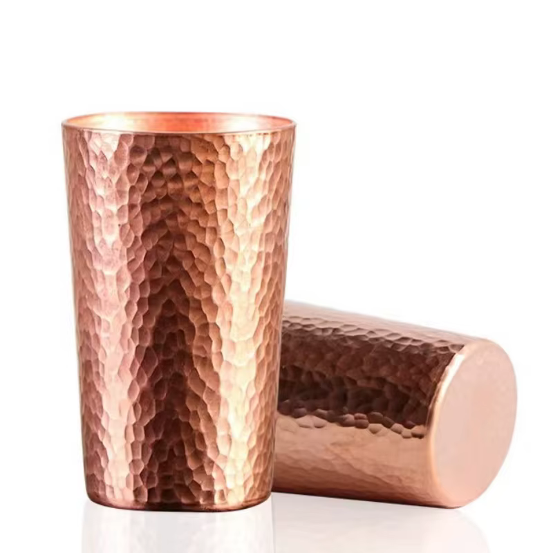 Tasse artisanale vintage en cuivre pur avec texture martelée épaissie