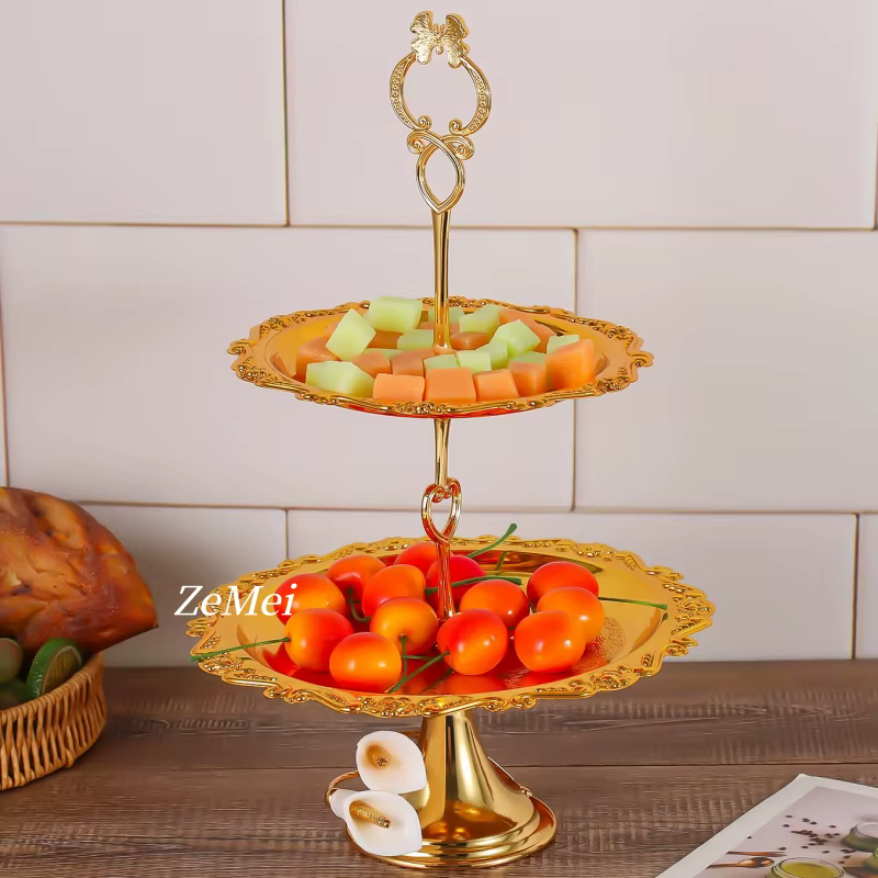 Présentoir à gâteaux double couche de style européen