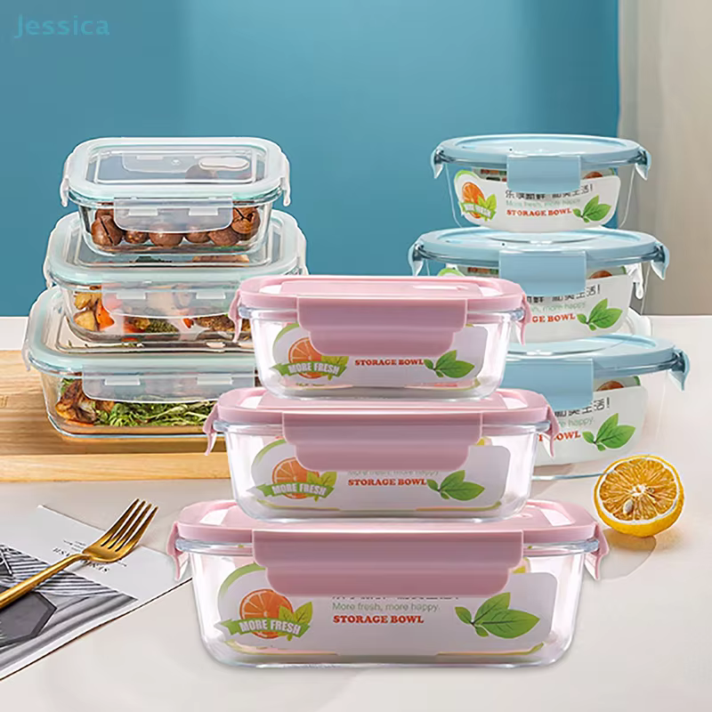 ♥ Boîte à Bento en verre borosilicate élevé avec couvercles