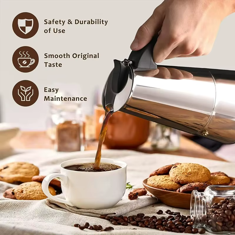 Cafetière Moka 2 Tasses en Acier Inoxydable
