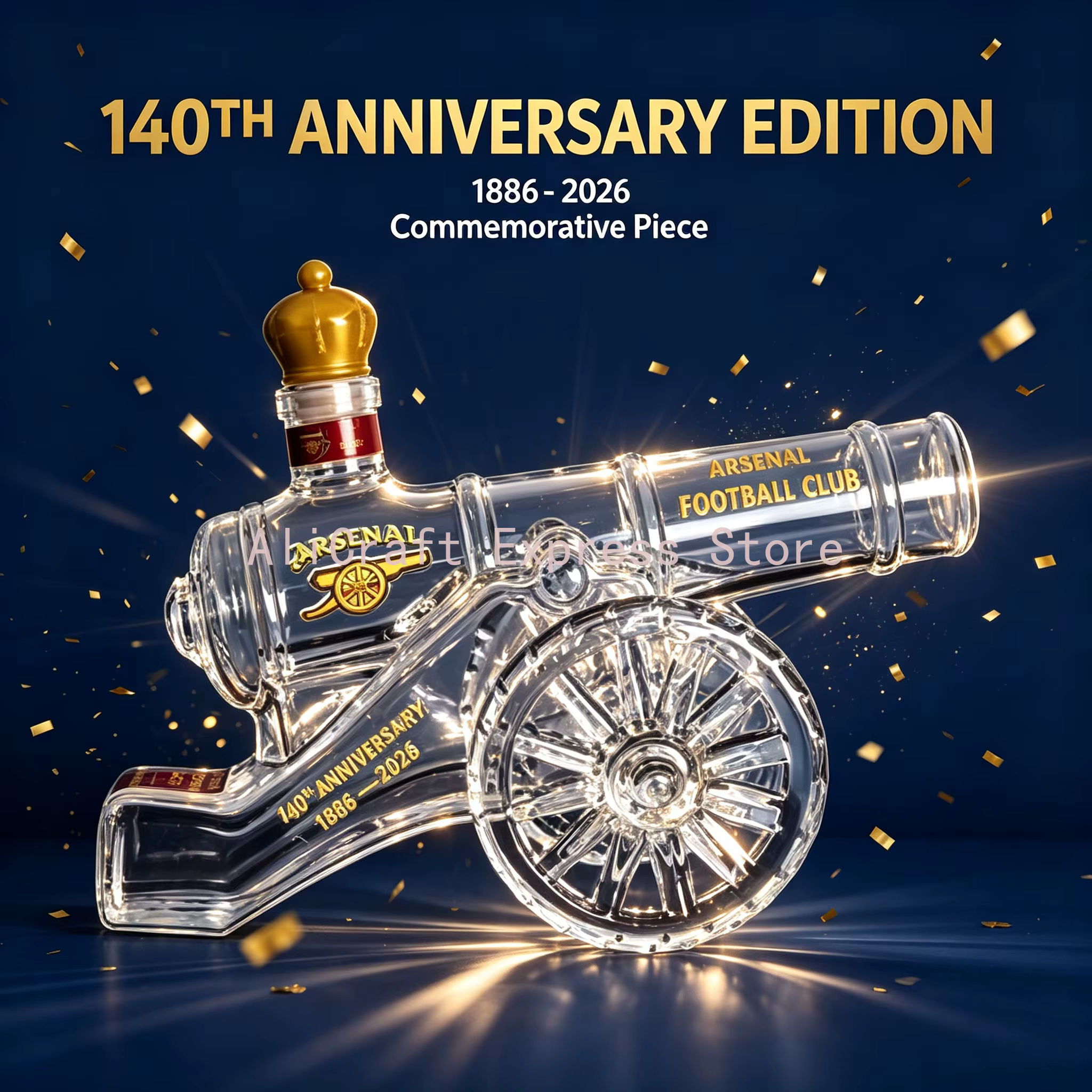 Carafe en verre Arsenal Cannon 140ème anniversaire, bouteille de whisky et de vin, objet de collection pour les fans de football, décoration de bar, ornement