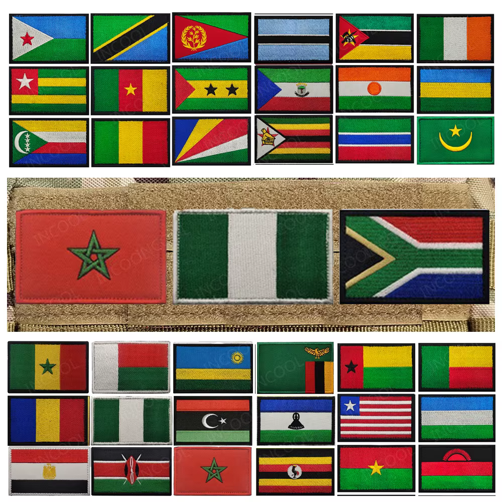 Patchs brodés drapeau National d'afrique, Nigeria, afrique du sud, maroc, Eswatini, mauritius, brassard, Appliques, drapeaux d'épaule, Badges