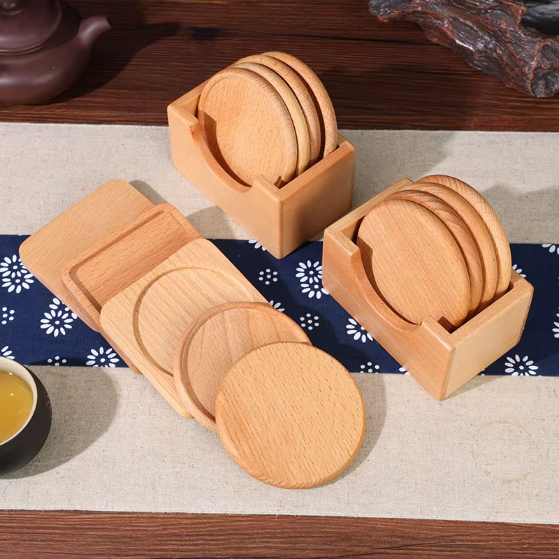 Sous-verres en bois pour thé et café, supports de tasses à boissons
