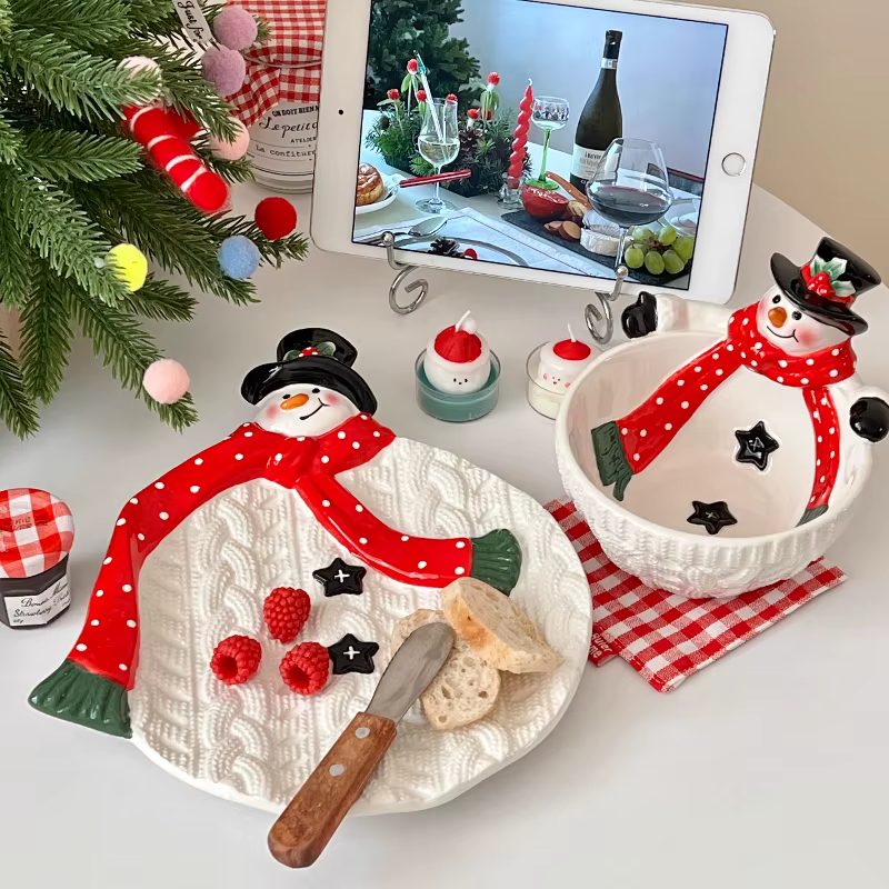 Assiette bonhomme de neige de noël