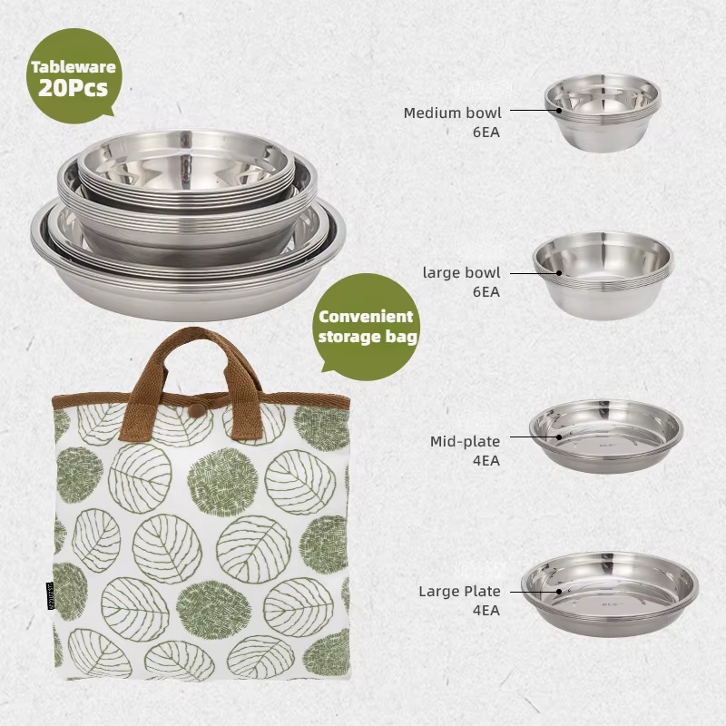 NOBANA Ensemble de vaisselle de camping en acier inoxydable 304