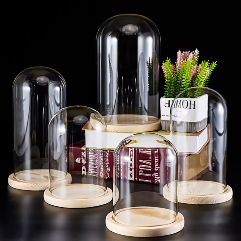Boîte de présentation en verre avec couvercle en verre à fleurs