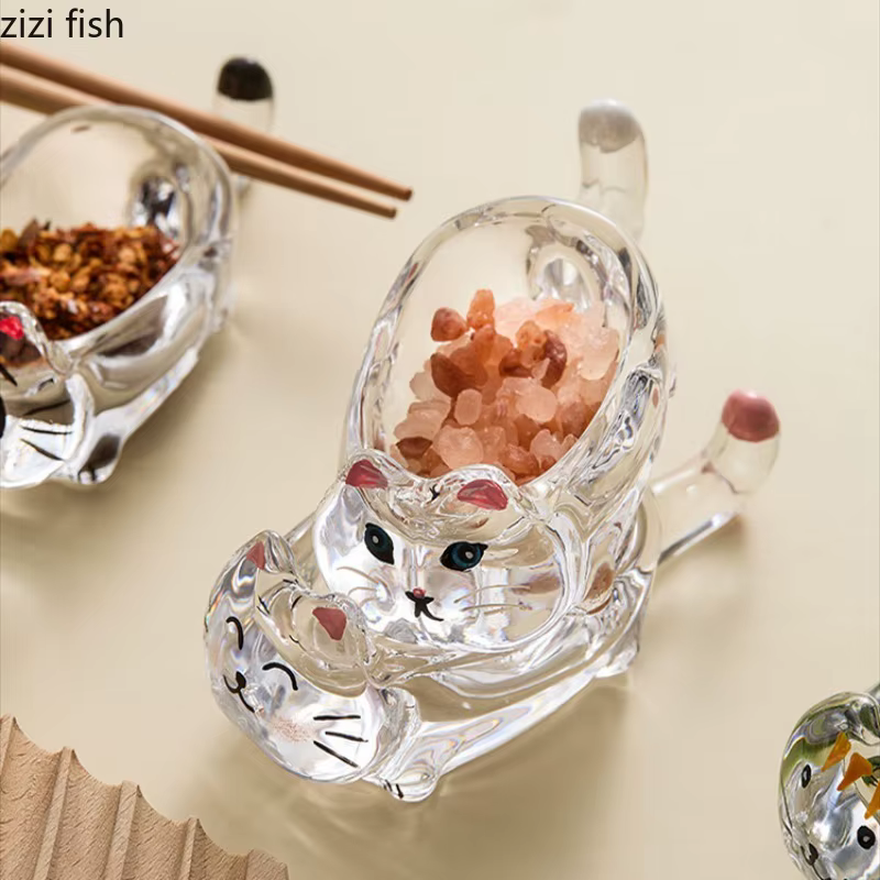 Plat d'assaisonnement en verre de cristal pour chat