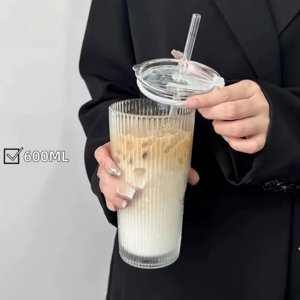 Tasse en verre à rayures de 600ml