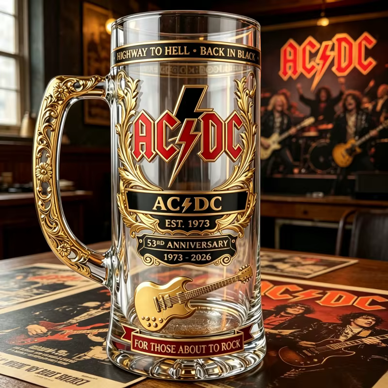 Verre à bière grande capacité AC/DC 53ème anniversaire du groupe, idéal pour les concerts de heavy metal, bars, pubs, fêtes, cadeau de collection pour les amateurs de rock