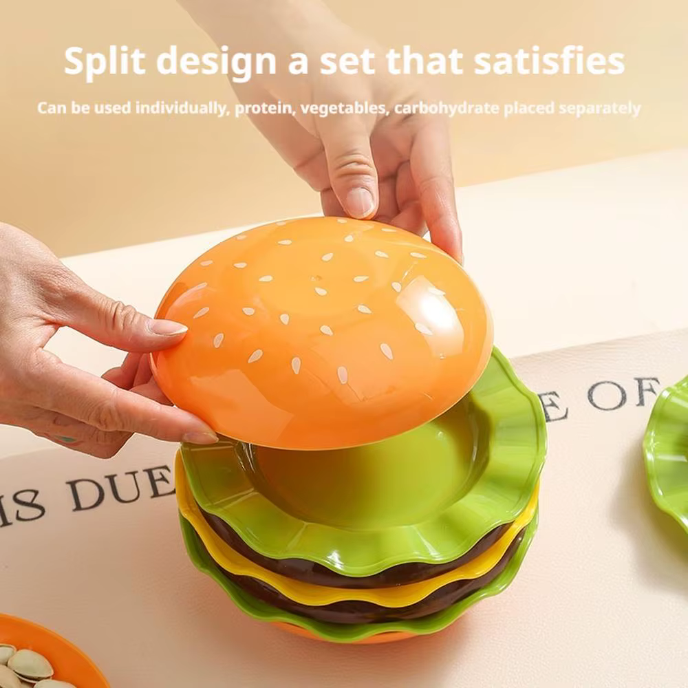 Ensemble d'assiettes à Hamburger empilables