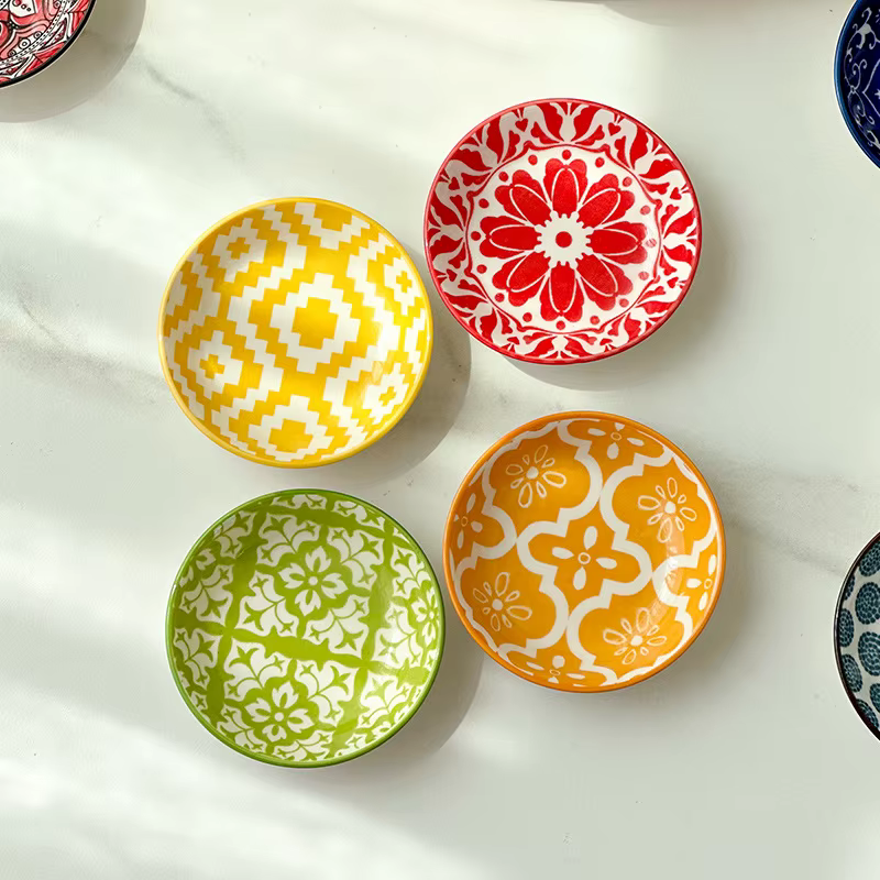Assiettes à vinaigre en céramique bohème