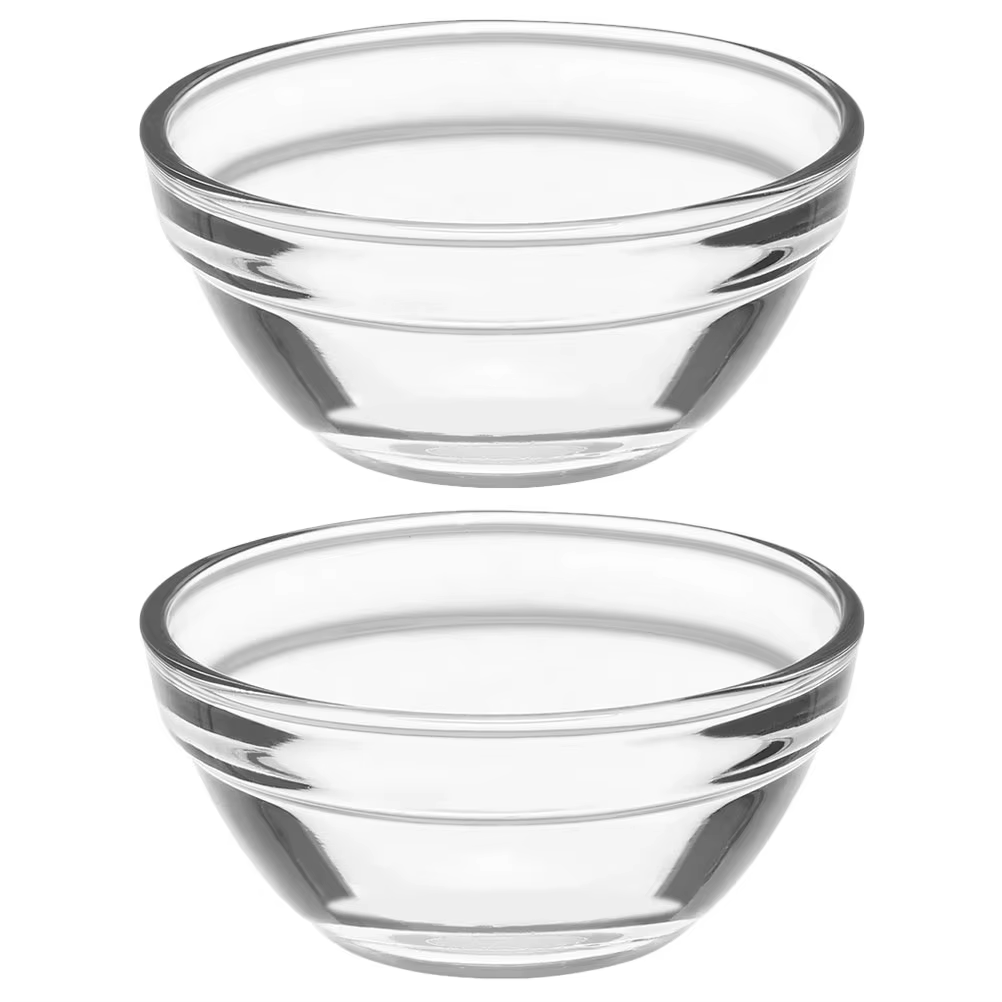 Petites bols en verre transparents empilables