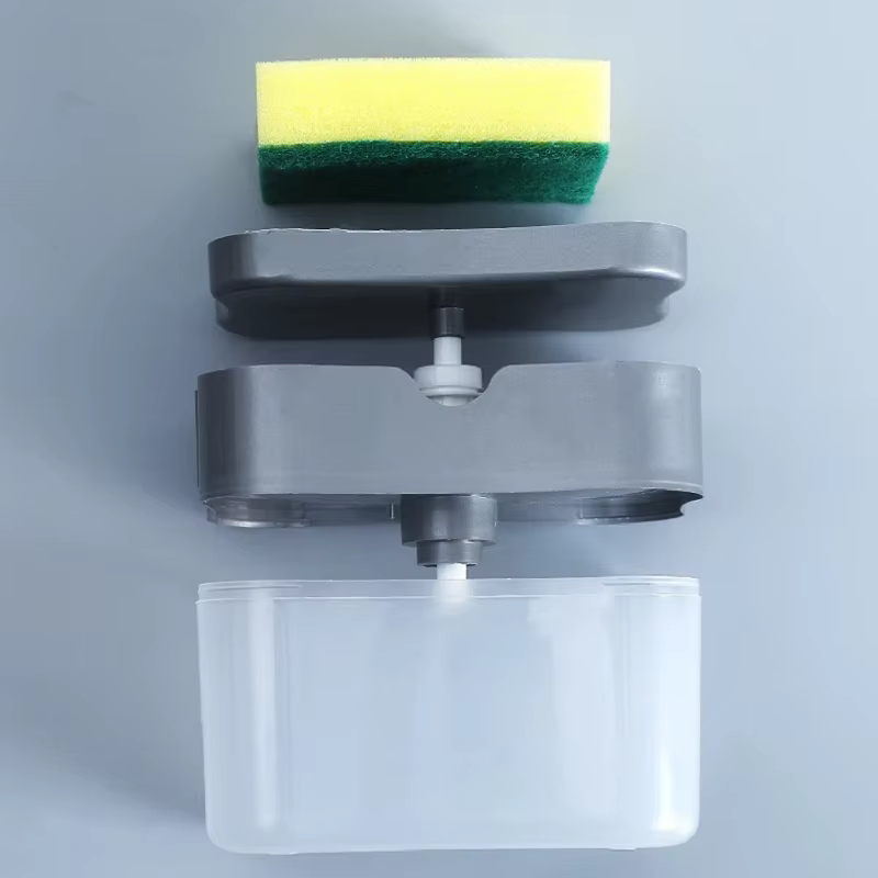Distributeur de savon à vaisselle avec brosse de nettoyage automatique pour cuisine, distributeur de liquide et brosse à vaisselle intégrés