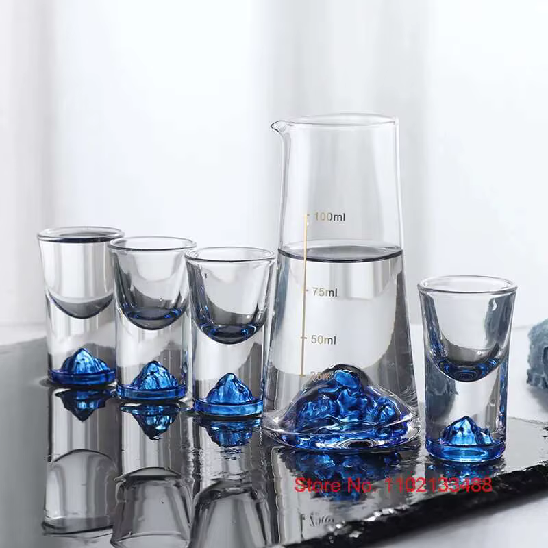 Verre à Shot de montagne en cristal bleu