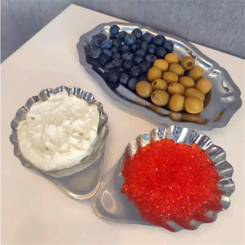 Plat à fromage en acier inoxydable du milieu du siècle