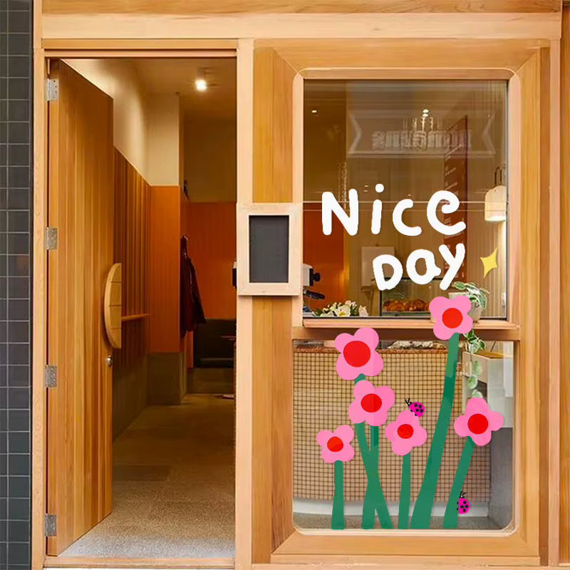 Autocollant de fleurs en verre respectueux de l'environnement, films décoratifs adhésifs, vitrine, papier peint, décoration murale