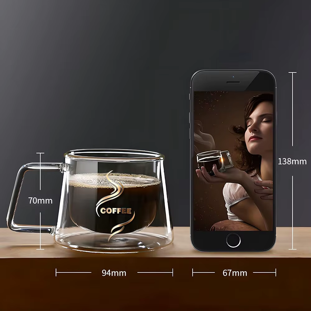 Tasse à expresso transparente résistante à la chaleur de 200ML