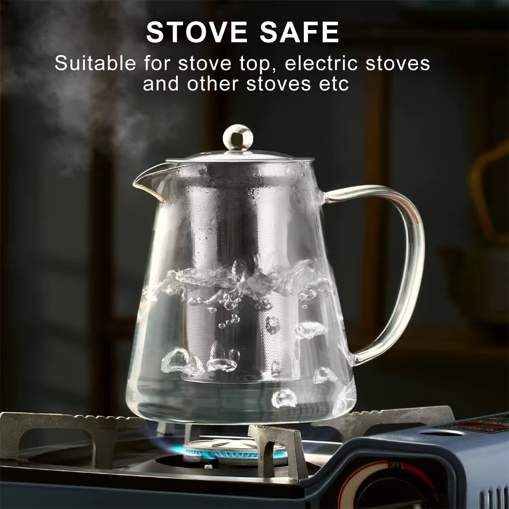 Théière en verre Borosilicate transparent résistant à la chaleur