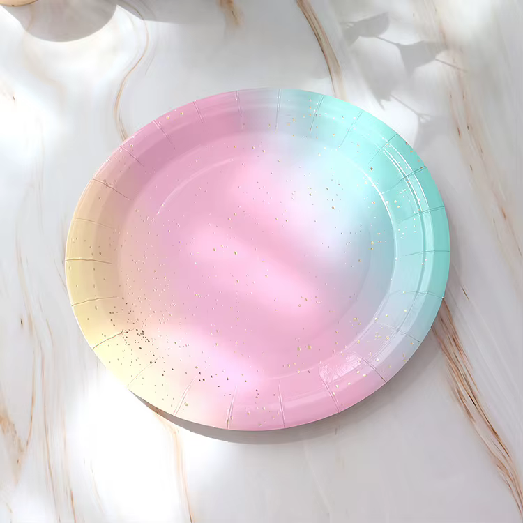 Ensemble de vaisselle Macaron arc-en-ciel pour fête d'anniversaire