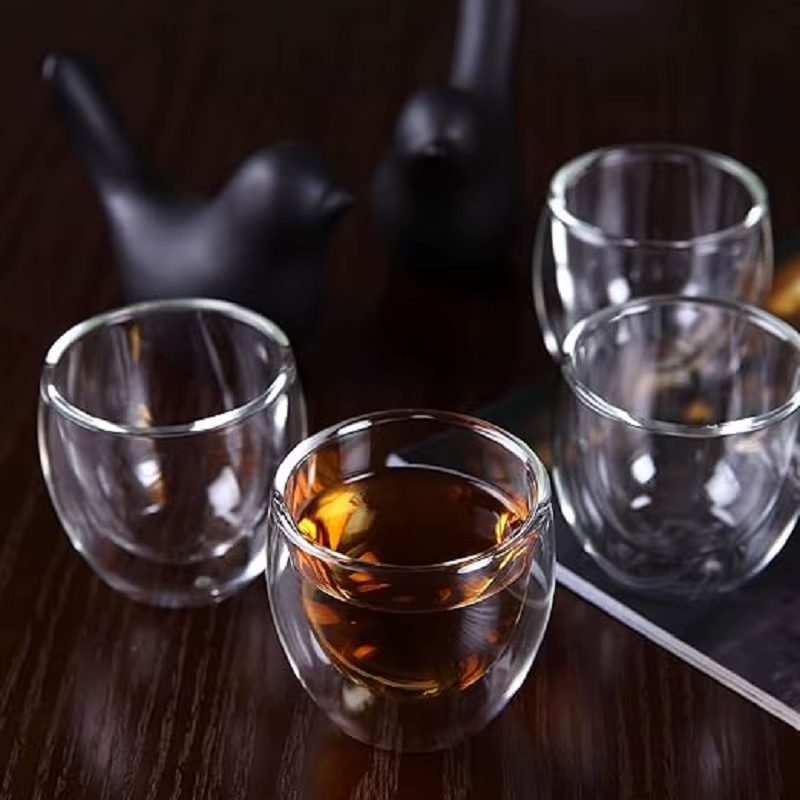 Ensemble de 6 Tasses à Café en Verre à Double Paroi de 2.7 Oz
