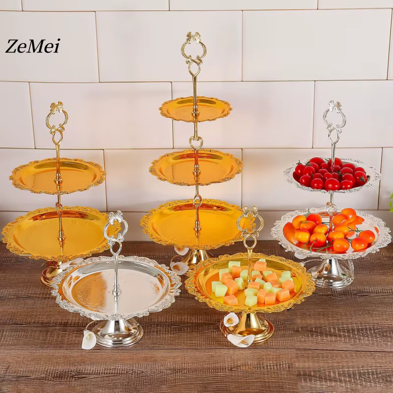 Présentoir à gâteaux double couche de style européen
