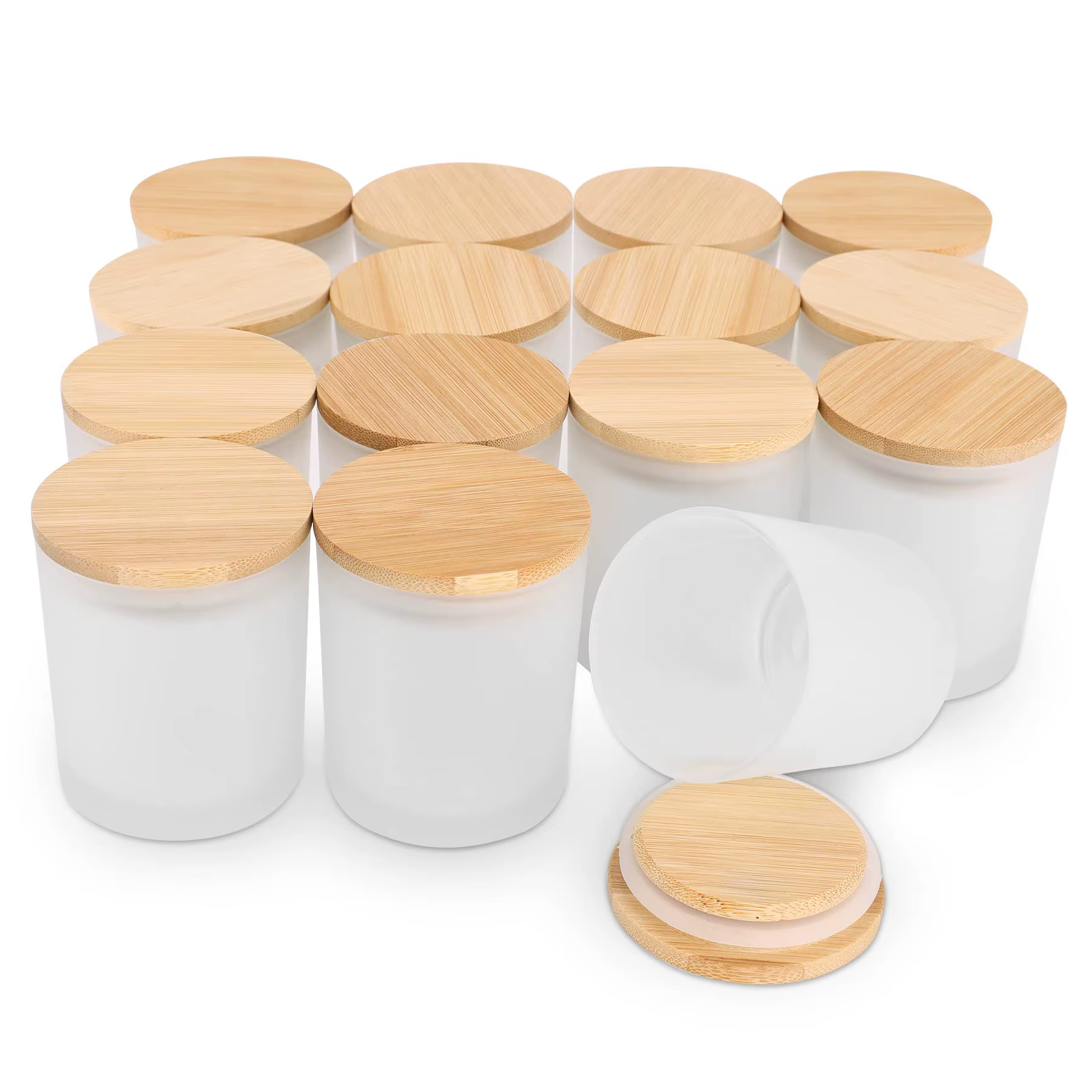 Bocaux à bougies en verre ambré conviviale ré avec couvercle en bambou