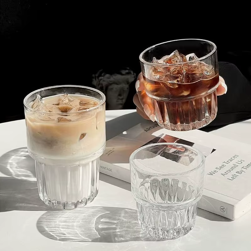 Tasse à café en verre texturé haut de gamme